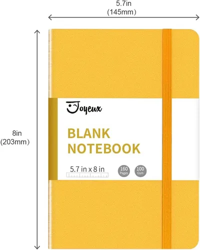 Miniatura 7 de JOYEUX - Libreta en blanco tipo diario, A5, 160 páginas, 100 gsm de libros de bocetos gruesos, diario de tapa dura para escribir, 5.7 x 8 pulgadas
