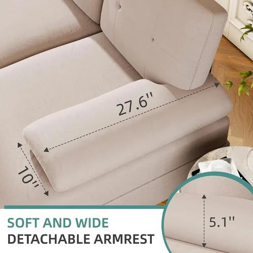 Miniatura 5 de JAMFLY Sofás seccionales para sala de estar, sofá en forma de U, juegos de muebles de sala de estar, sofá modular de 4 asientos con diván, beige