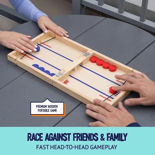 Miniatura 2 de Pinbo El juego clásico de cabestrillo Juego de mesa plegable de acción rápida para 2 jugadores de madera para niños y adultos Ideal para viajes