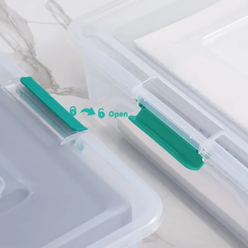 Miniatura 5 de Contenedores de almacenamiento de plástico transparentes para manualidades con mango gris, caja organizadora con tapas duraderas, contenedores