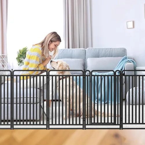 Miniatura 4 de Corralito para perros versión gruesa, cercas de 40 pulgadas para el patio, corral portátil para perros grandes, medianos y pequeños, parque