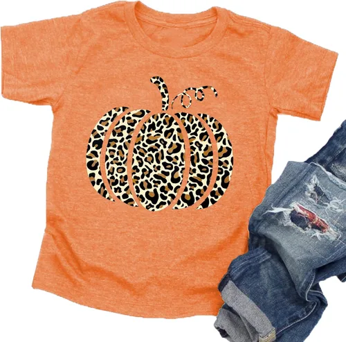 Toddler Boys Girls Halloween Shirts Pumpkin T Shirt Kids Short Sleeve Cute Graphic Tee Tops