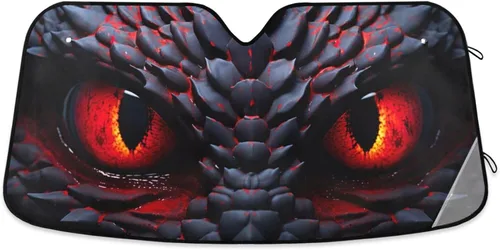 Parasol plegable para parabrisas de automóvil, diseño de dragones, ojos negros y rojos, bloquea los rayos UV, parasol delantero