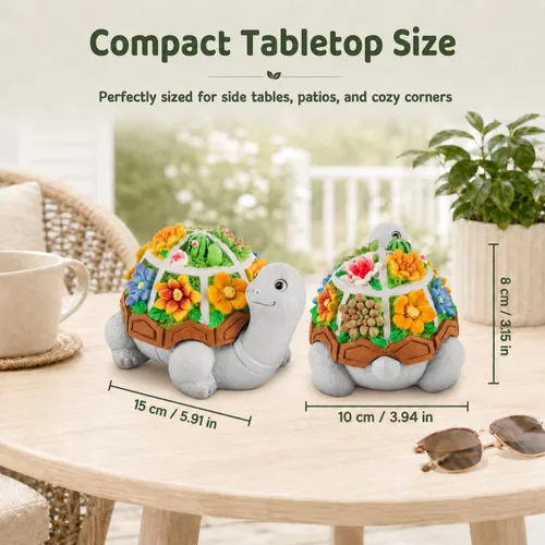 Miniatura 2 de LESES Cenicero, lindo cenicero de cigarrillos de tortuga con tapa, sin humo, impermeable, bandeja de cenizas de resina para exteriores, para patio