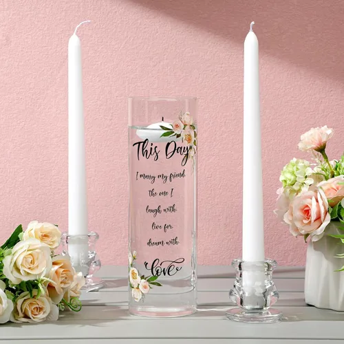 Miniatura 15 de Irenare Unity Velas con soporte para ceremonia de boda, accesorios de decoración de boda, portavelas de cristal, vela para eventos formales, iglesia