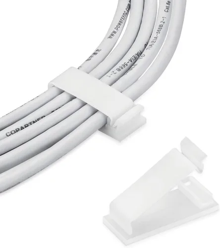 Miniatura 5 de Paquete de 50 clips autoadhesivos para organizar cables, organizadores de cables, soportes de cable para TV, PC, portátil, cable Ethernet