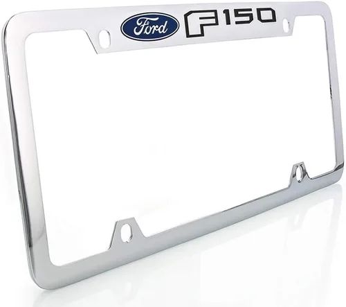 Miniatura 9 de Ford F 150 - Marco de matrícula grabado con tapa de metal de zinc con revestimiento negro, 4 agujeros