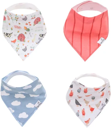 Miniatura 34 de Copper Pearl Baby Bibs 4 Pack, Printed Bandana Drool Bibs for Baby Girl & Boy, Soft Cotton Drooling Teething Bibs Claire