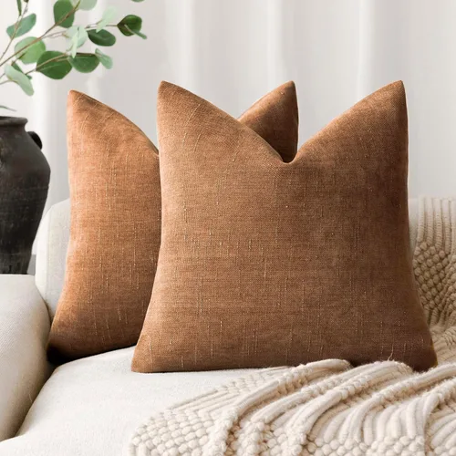 Miniatura 29 de Foindtower - Paquete de 2 fundas de almohada decorativas, cuadradas, cómodas, unicolor, suaves, lumbares, estilo rústico neutro, para sofá, sillón