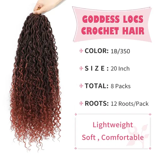 Miniatura 55 de Alicoco Goddess Locs Cabello de Ganchillo 12 Pulgadas 8 Paquetes Rastas Sintéticas de Ganchillo Para Mujeres Rastas Suaves Boho Pre-enrolladas River