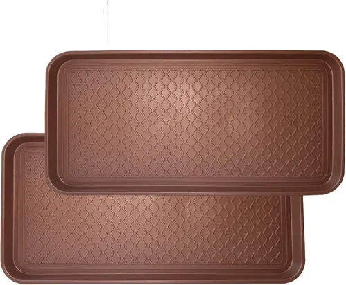 Miniatura 8 de Paquete de 2 alfombrillas de bandeja multifuncionales grandes lavables para interiores o exteriores para zapatos, botas, plantas, macetas, latas