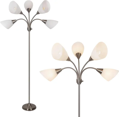 Miniatura 11 de HonoDing Medusa Lámparas de Pie Lámparas de Pie 5 Cabezales Luz de Lectura Ajustable Pantalla Grande Uso Bombilla E26 A19 Lámparas de Pie para Sala