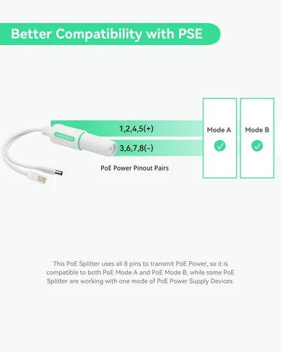 Miniatura 7 de LINOVISION Divisor POE impermeable DC12V, divisor de alimentación a través de Ethernet para exteriores de 10/100 Mbps, fuente de alimentación POE a