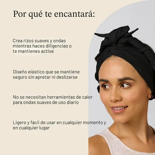 Miniatura 3 de Kitsch Set & Flow Active - Diadema rizadora sin calor para mujer, logra rizos sin calor durante la noche, sin daños por calor, rizadores sin calor
