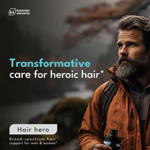 Miniatura 4 de Essential Elements Hair Hero - Vitaminas para el cabello para hombres - Soporte de amplio espectro con 5000 mcg de biotina - 60 unidades - 30