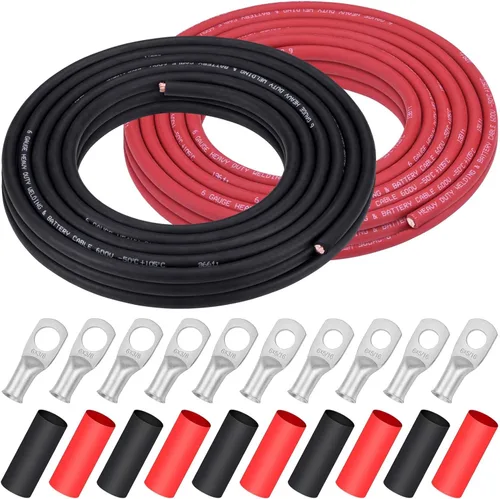 Miniatura 23 de Cable de Soldadura Calibre 1/0, iGreely 1/0 AWG Cables de Soldadura de Batería de Cobre Puro para Generador Solar Automático, 5 piezas de 5/16" y 5