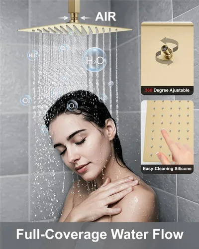 Miniatura 3 de Aolemi Juego de grifo de ducha de montaje en techo, sistema de ducha de lluvia y cabezal de ducha de mano con rociador de mano, juego de cabezales