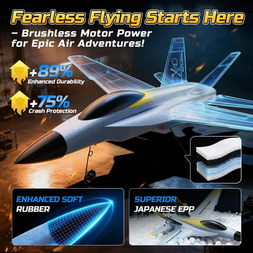Miniatura 2 de DEERC Avión RC F18 de 4 canales para adultos, control remoto, avión de combate, 2.4 GHz, estabilizador de giroscopio de 6 ejes, RTF Hobby Glider