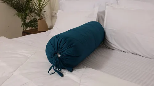 Miniatura 8 de Saffron HANDICRAFTS - Funda de almohada de algodón, con cierre de cuerda, fácil de quitar, lavable, 8 pulgadas de diámetro, 24 pulgadas de largo