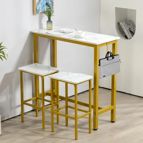 Miniatura 4 de Finnhomy Juego de mesa de bar, mesa de pub de 39.3 pulgadas, mesa rectangular de altura de barra, mesa de bar con taburetes, juego de mesa de cocina
