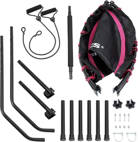 Miniatura 7 de SONGMICS Mini trampolín de fitness de 40 pulgadas, rebote de fitness con pasamanos ajustable, trampolín plegable para entrenamiento en casa, carga