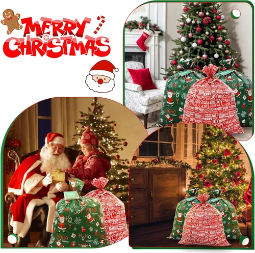 Miniatura 4 de ROSAUI Bolsas grandes de regalo de Navidad y tarjetas de regalo de Navidad, 3 bolsas de regalo de Navidad (44.09 x 35.43 pulgadas), bolsa de regalo