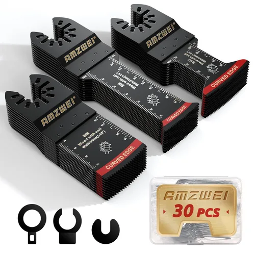 Miniatura 12 de AMZWEI 100 cuchillas oscilantes de titanio para herramientas, hojas de sierra profesionales de borde curvo, corte de metal, madera y plástico, 4