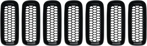 Miniatura 7 de YMT - 7 piezas de rejilla frontal de malla negra para Jeep Renegade 2015 2016 2017 2018