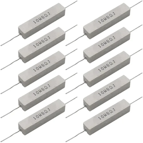 Miniatura 13 de 10 resistencias de cable de plomo axial de 10 W, 0.5 ohmios y 5 % – Resistencias de potencia de cemento cerámico fijas de heridas blancas