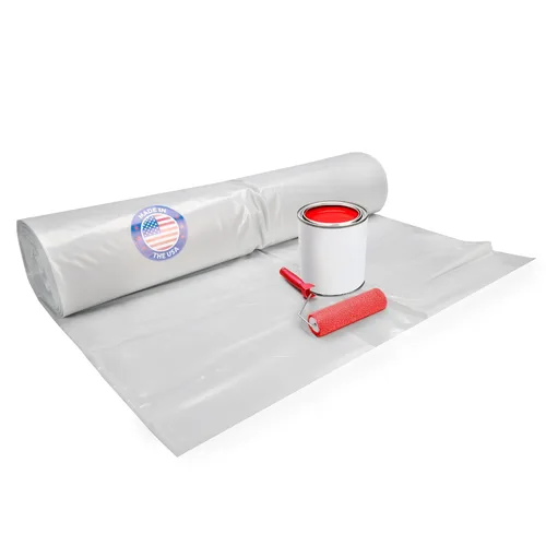 IDL Packaging Lámina de plástico transparente de 4 mil para construcción, 16 x 50 pies cuadrados (800 pies cuadrados), rollo de película de Claro