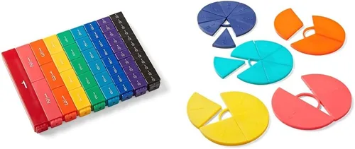 Miniatura 9 de Hand2mind - Juego de cubos de torre de arcoíris de fracciones, equivalencia de fracciones, materiales de bloques matemáticos Montessori para niños
