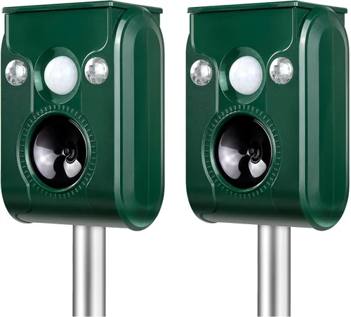 FAYINWBO Repelente de animales ultrasónico para exteriores 2022. Repelente solar de animales con luces LED intermitentes, gatos expulsados por