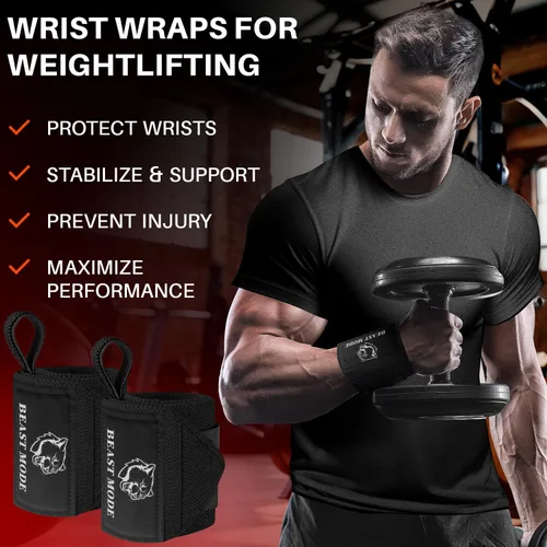 Miniatura 2 de TECEUM Weightlifting 18" & 12" Wrist Wraps with Thumb Loop – Heavy Duty Wrist Workout Braces for Men and Women – Ideal for Powerlifting, Strength