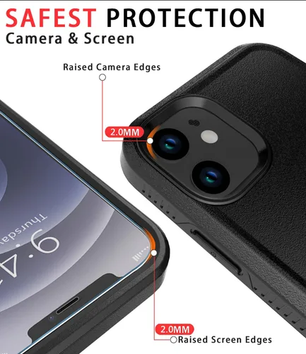Miniatura 3 de Diverbox - Funda para iPhone 12 a prueba de golpes y caídas, protector de pantalla de vidrio templado, funda protectora de alta resistencia