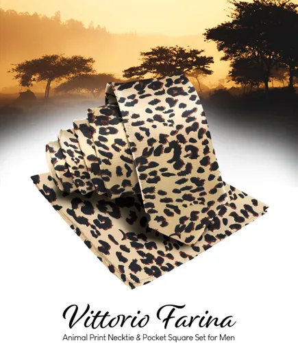Miniatura 22 de Juego de corbata Kente con estampado africano y animal y pañuelo de bolsillo a juego