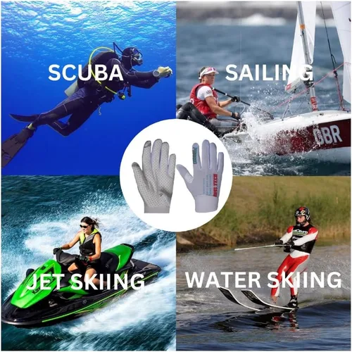 Miniatura 6 de GMS - Guantes de esquí acuático ligeros con protección UV, guantes de pesca para hombres y mujeres, guantes de neopreno transpirables con agarre