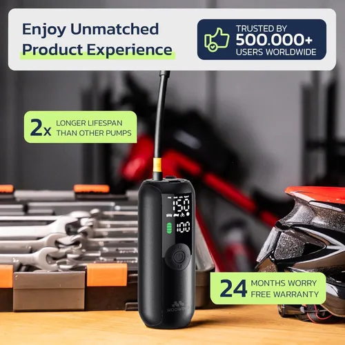 Miniatura 2 de Woowind LP1 Bike Pump Portable Air Compressor, Tire Inflator for Car, 1 Minute Inflation, 150PSI Air Pump for Car Tires, Bikes, Motorcycles, Balls