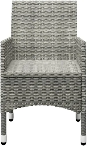 Miniatura 7 de Ensemble Bistro 3 Pièces Gris Extérieur avec Table en Verre Trempé, Polyrotin Résistant aux Intempéries et Design Pliable Pour Balcon Petit Jardin