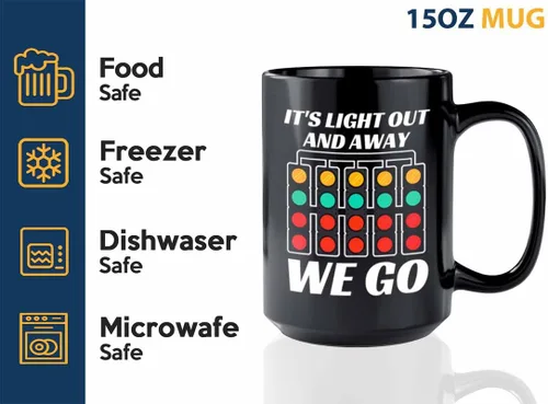 Miniatura 3 de Taza de café Racer de 15 onzas, color negro, con texto en inglés «It's Light Out», «Fuel Speed Racer» Car Guys Circuit Automotriz Racing Boy Regalos