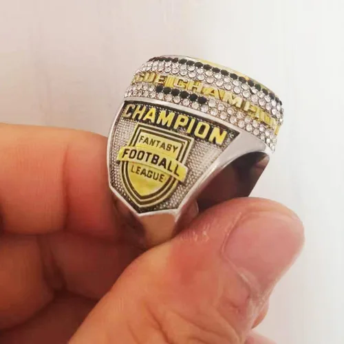 Miniatura 3 de Anillo del campeonato de fútbol de fantasía 2023 Anillo pesado de campeón FFL Trofeo de premio chapado en oro y plata para ganador de la Liga