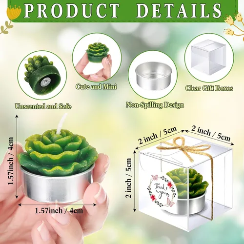 Miniatura 2 de MTLEE Juego de 24 velas de cactus para regalo, delicadas velas de cactus suculentas, mini plantas, recuerdo de fiesta para el día de San Valentín