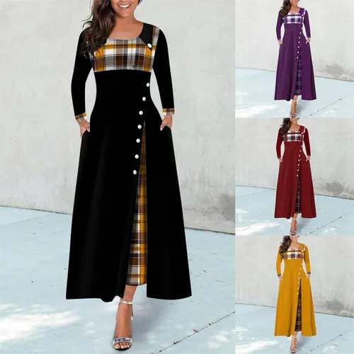 Miniatura 6 de Vestido Casual de Manga Larga con Cuello en O para Mujer Mini Vestido Fluido de Otoño 63