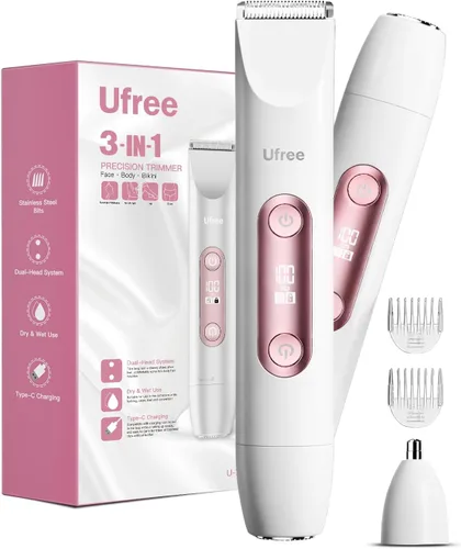 Miniatura 9 de Afeitadoras eléctricas Ufree para mujer, recortadoras de bikini de doble cabeza, afeitadora eléctrica para el vello púbico del cuerpo para la cara