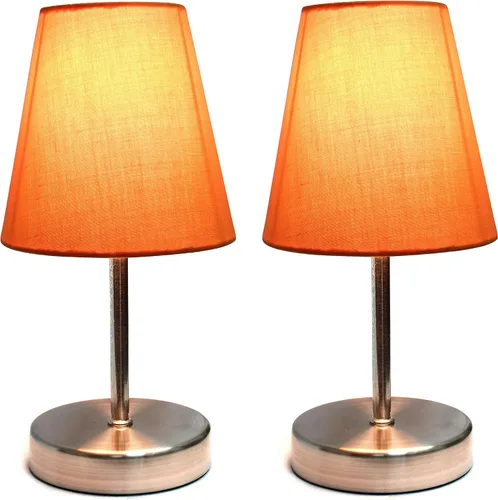 Miniatura 4 de Simple Designs LT2013-ORG-2PK - Juego de 2 lámparas de mesa básicas de níquel arena con pantalla de tela, naranja, 2