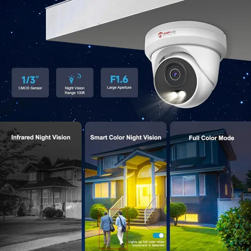 Miniatura 2 de Anpviz Cámara IP PoE de 6 MP, cámara IP de seguridad de torreta de metal completo 3K para exteriores e interiores, visión nocturna inteligente