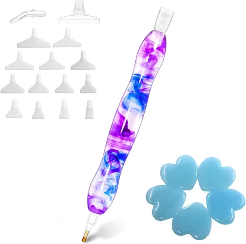 Miniatura 19 de Kit de herramientas y accesorios de pintura de arte de diamante con bolígrafo de cuentas perforadas para adultos, puntas de lápiz estilo perforador
