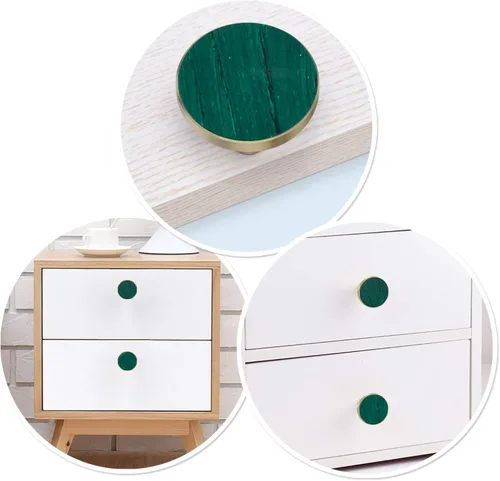 Miniatura 2 de Rockcloud Perillas redondas de piedra de malaquita para cajón, manijas de tocador, puerta de armario, pomo de cocina con tornillos, muebles