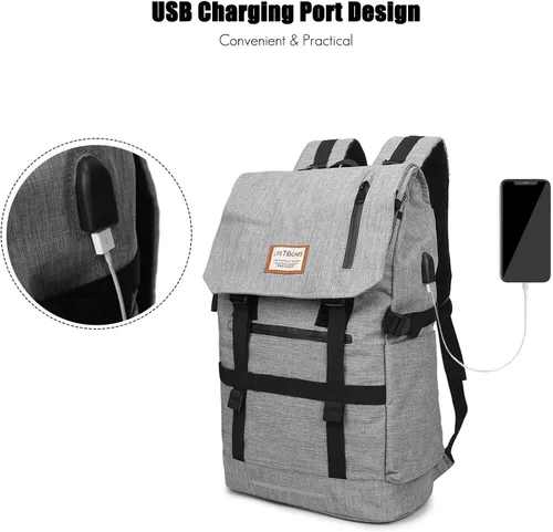 Miniatura 3 de FANDARE Mochila expandible con puerto de carga USB, mochila escolar para adolescentes, impermeable, informal, para hombres, mujeres, escuela
