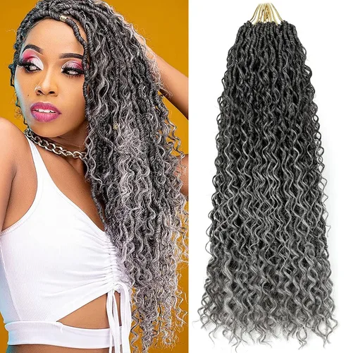 Miniatura 28 de Aipin Goddess Cabello de Ganchillo de 18 Pulgadas Boho River Locs Hippie Locs Ondulado de Ganchillo Con Cabello Rizado en el Medio y Extremos 613