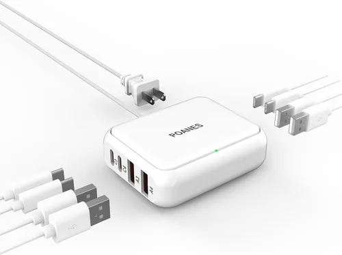 Miniatura 8 de Cargador USB de 8 puertos, cargador USB C de viaje multipuerto, mini estación de carga con puertos USB C y USB A, bloque de estación de carga